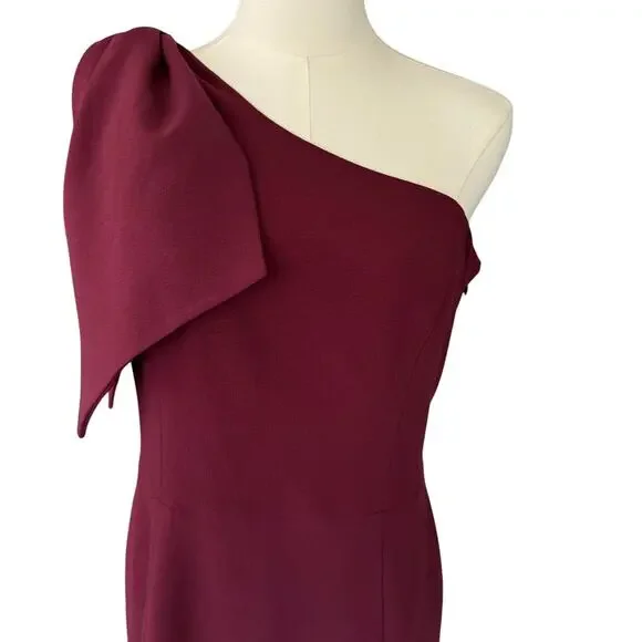 Dress the Population Tiffany One Shoulder Midi Dress Burgundy Size Large NWT - Picture 7 of 13